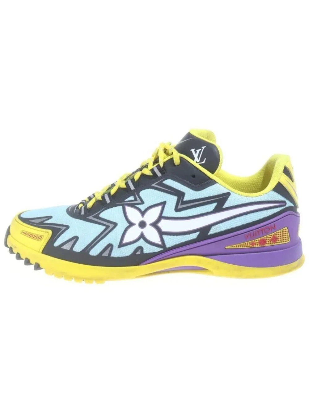 Louis Vuitton Sprint Line Low Cut Sneakers Yellow Light Blue 7.5